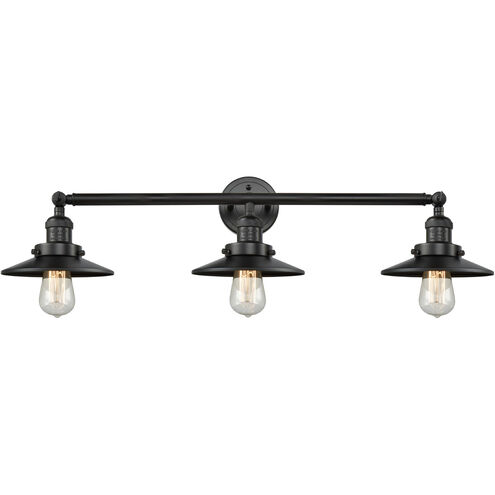 Franklin Restoration Railroad 3 Light 32 inch Matte Black Bath Vanity Light Wall Light, Franklin Restoration