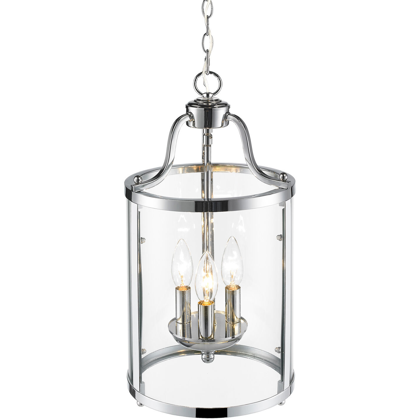 Payton Pendant Ceiling Light in Chrome, Caged