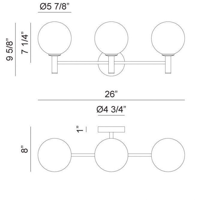 Cosmo Wall Sconce Wall Light in Black and Opal Glass