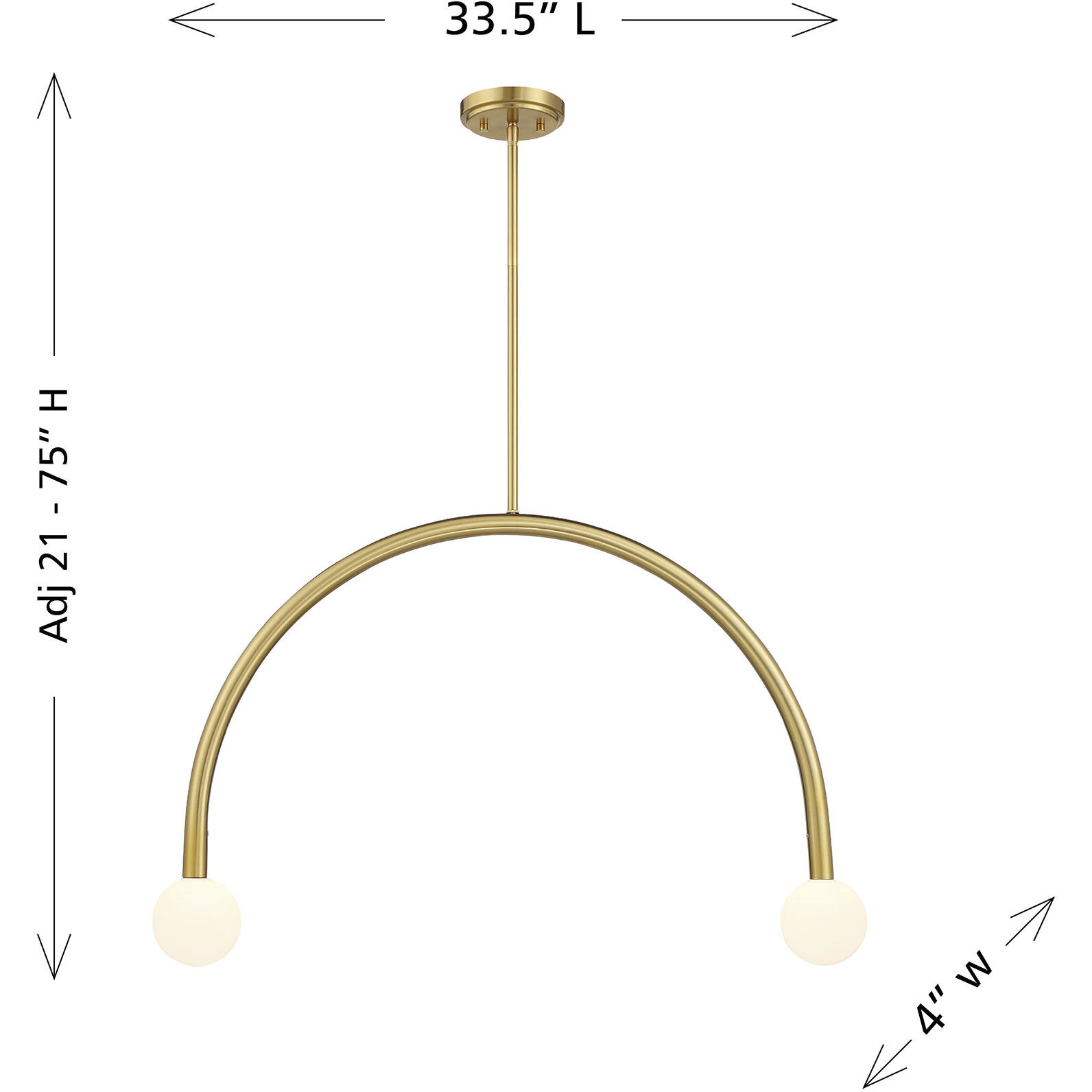 Contemporary LED 4 inch Natural Brass Chandelier Ceiling Light