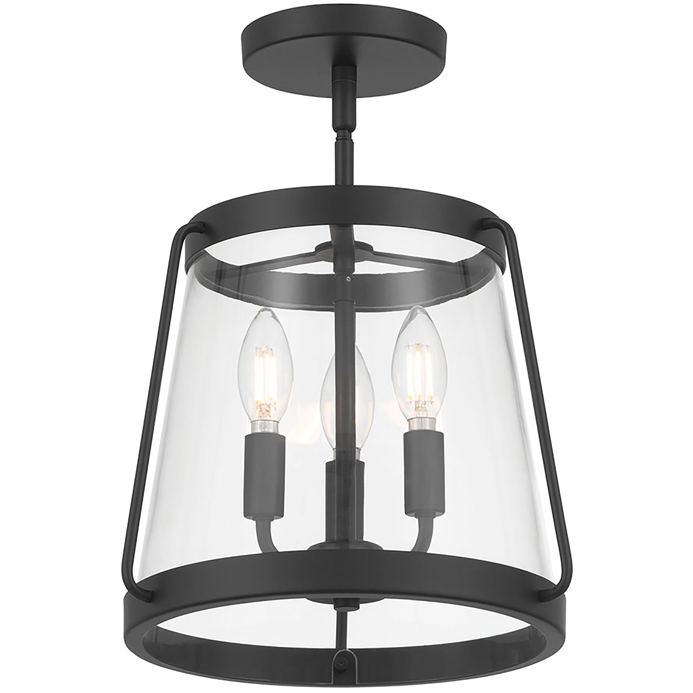 Adabella 3 Light 12.25 inch Matte Black Semi-Flush Mount Ceiling Light