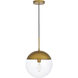 Eclipse 1 Light 12 inch Brass Pendant Ceiling Light