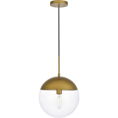 Eclipse 1 Light 12 inch Brass Pendant Ceiling Light