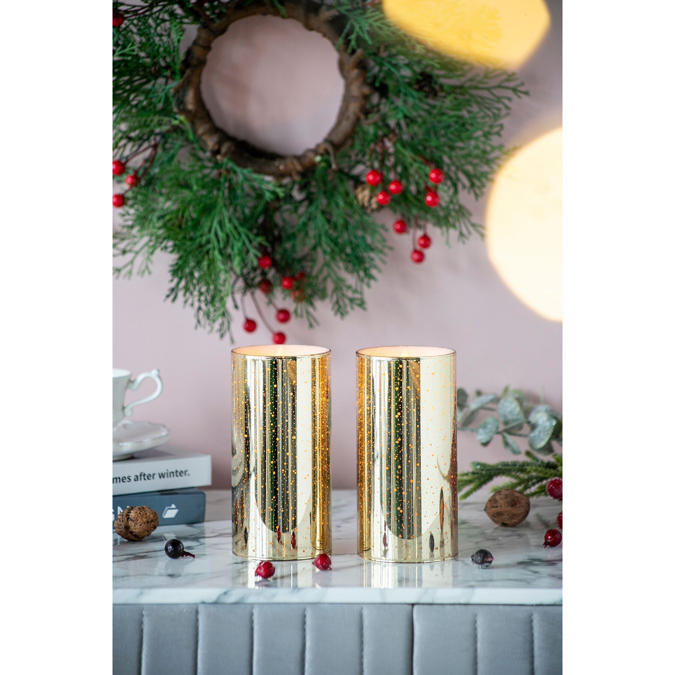 Speckled 6 X 3 inch LED Candle