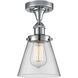 Cone 1 Light 6.5 inch Polished Chrome Semi-Flush Mount Ceiling Light