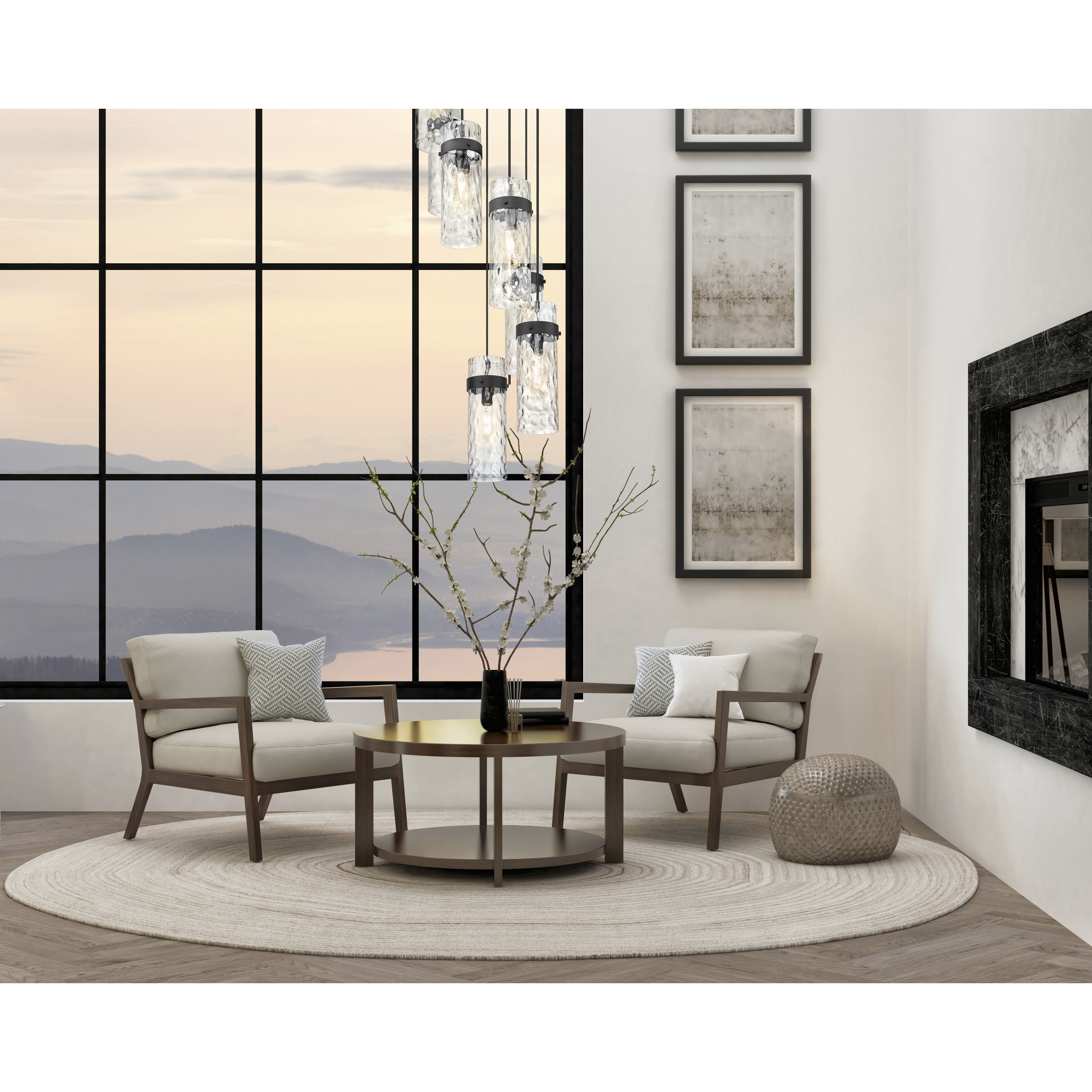 Fontaine 7 Light 19.5 inch Matte Black Chandelier Ceiling Light