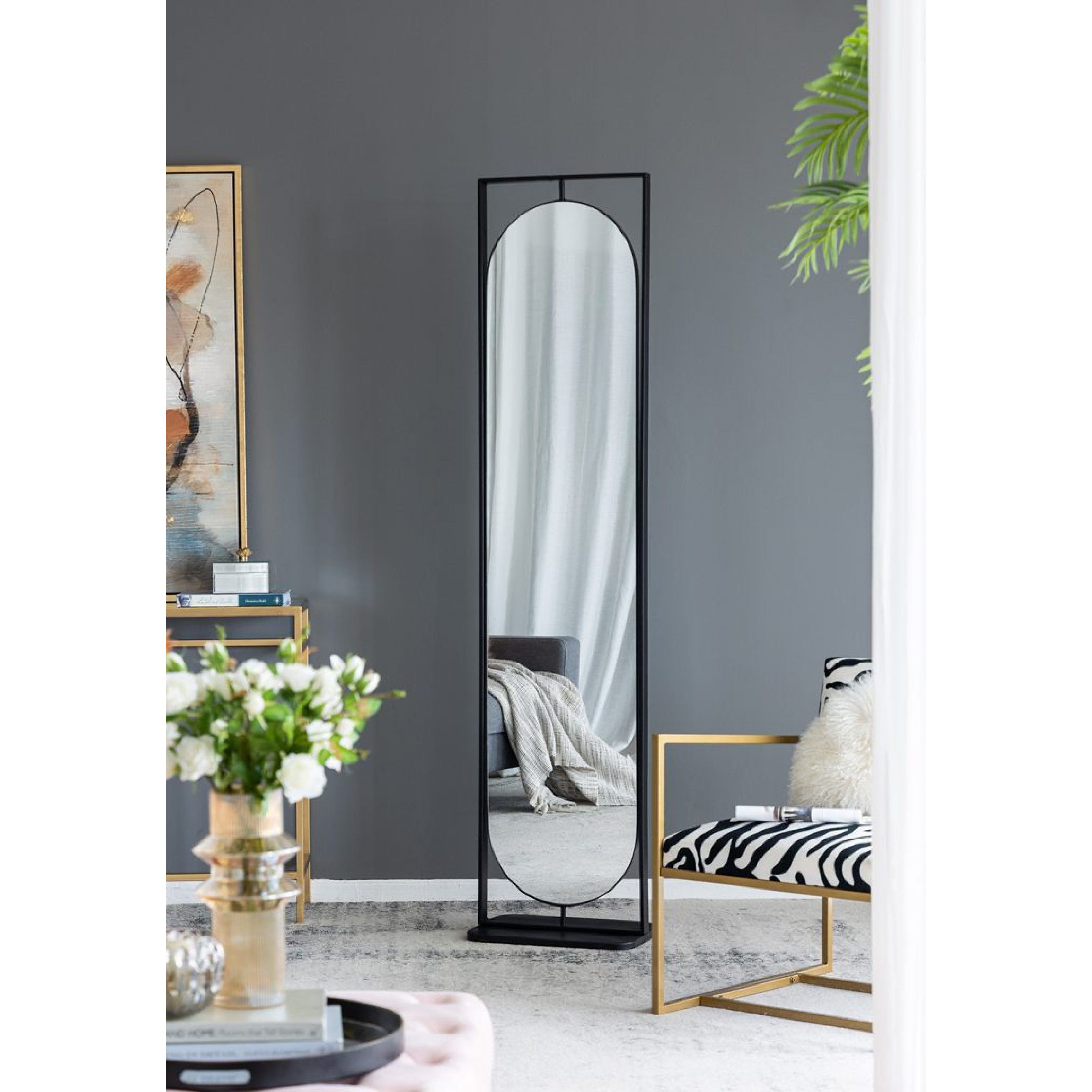 Full 77.8 X 18.1 inch Black Mirror