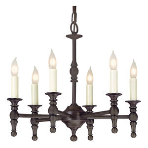 Traditional Brass 6 Light 18 inch Oil Rubbed Bronze Chandelier Ceiling Light