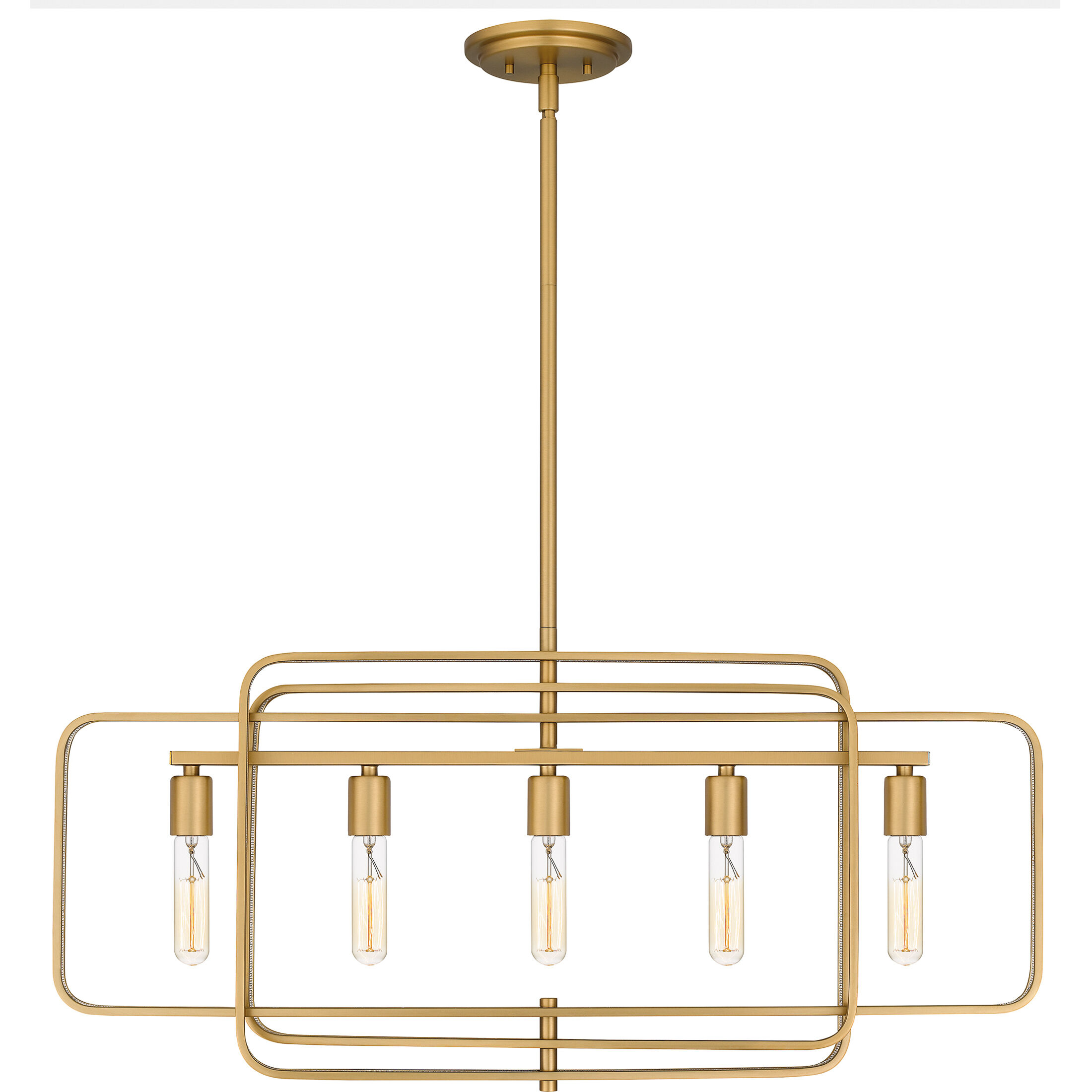 Dupree 5 Light 34 inch Brushed Weathered Brass Island Light Ceiling Light