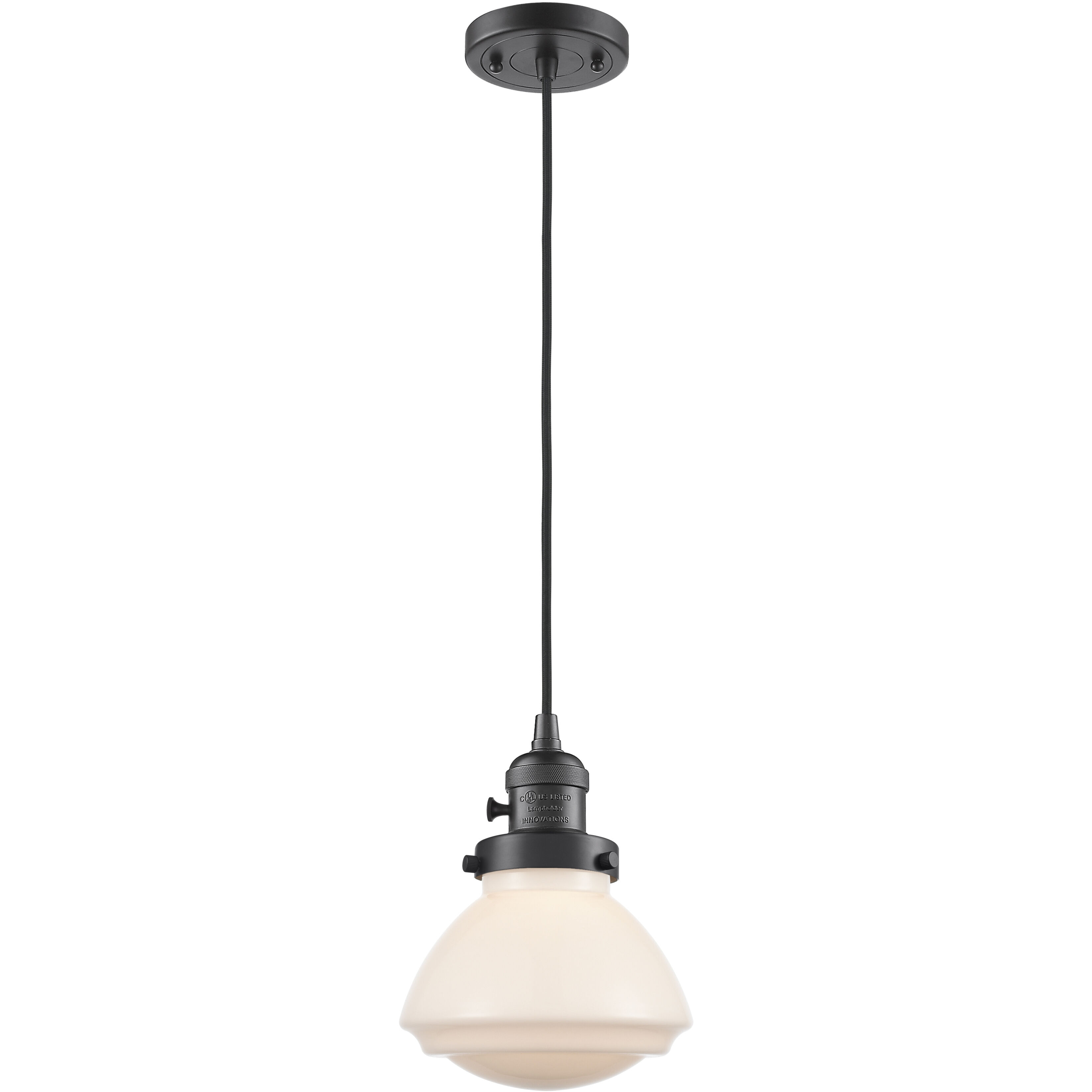 Franklin Restoration Olean 1 Light 6.75 inch Oil Rubbed Bronze Mini Pendant Ceiling Light in Incandescent, Matte White