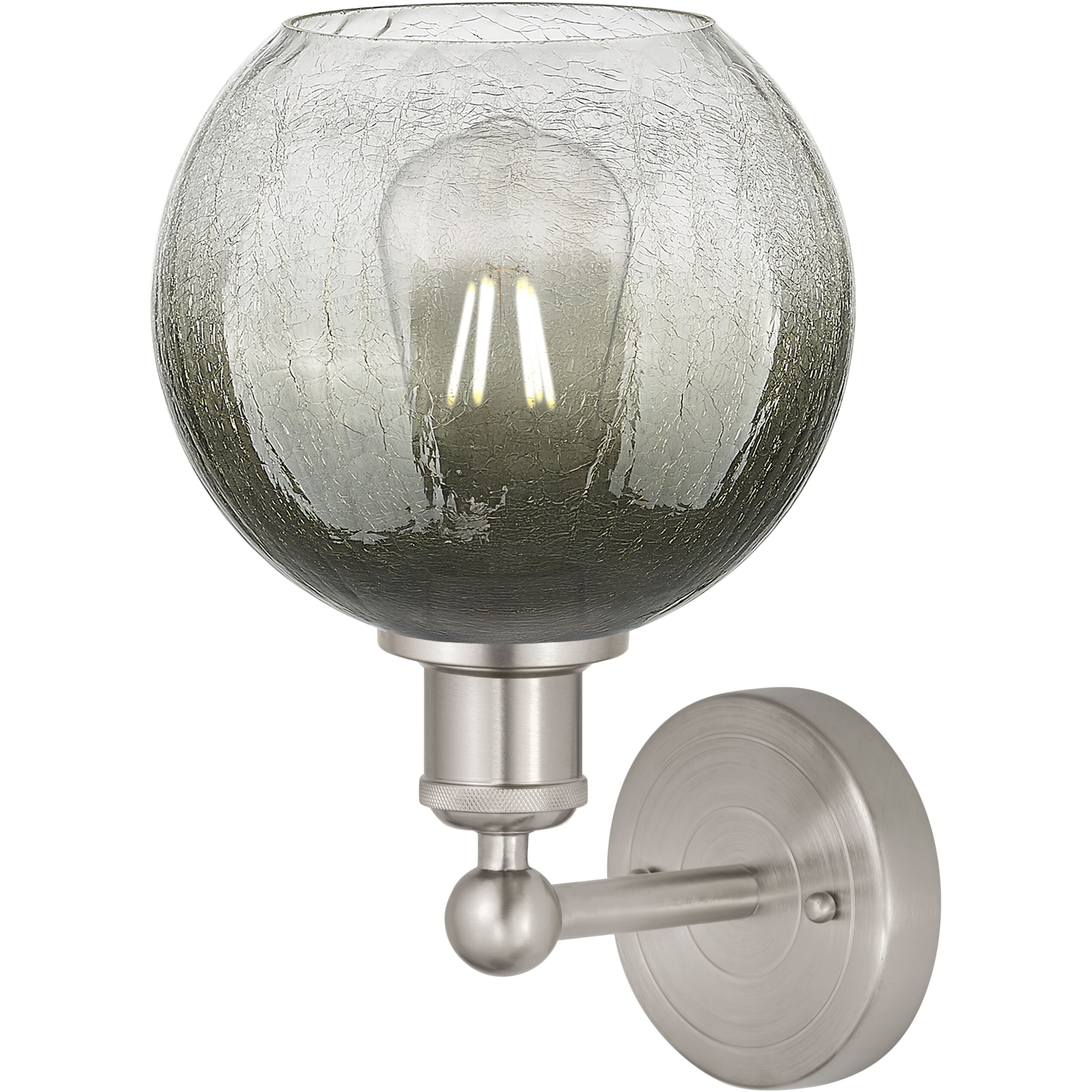Edison Brookhaven Globe Armed Sconce Wall Light in Brushed Satin Nickel, Slate Glass