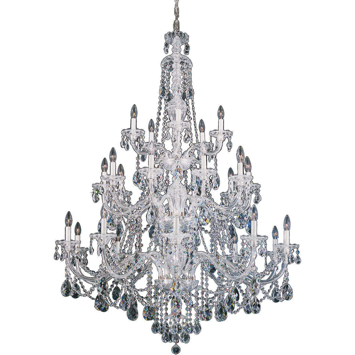Sterling 25 Light 45 inch Polished Silver Chandelier Ceiling Light in Swarovski