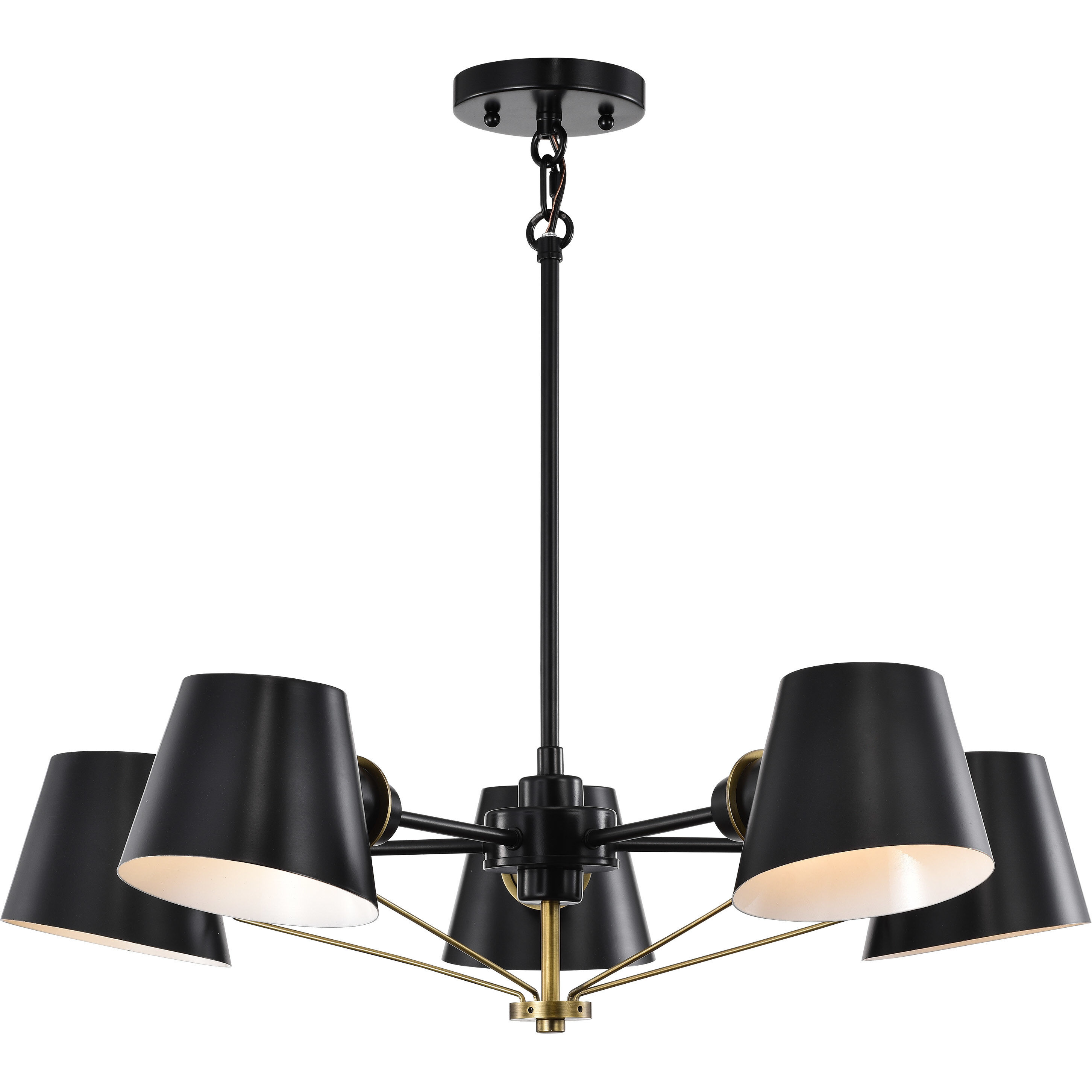 Baxter 5 Light 28 inch Black/Burnished Brass Chandelier Ceiling Light