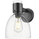 Downtown Urban Lawton Bell Armed Sconce Wall Light in Matte Black, Seedy