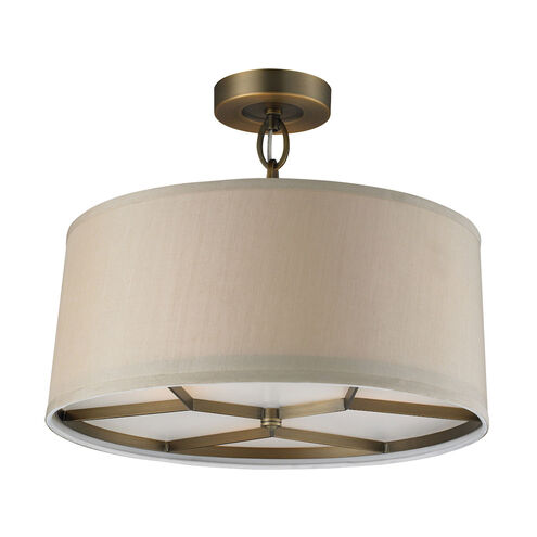 Albany 3 Light 16 inch Brushed Antique Brass Semi Flush Mount Ceiling Light