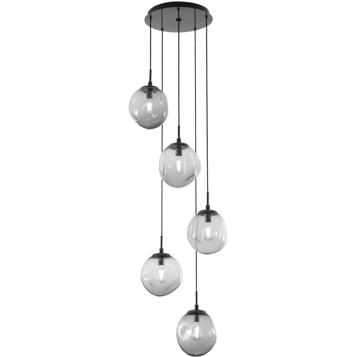 Aster Incandescent 5 Light Flat Bronze Chandelier Ceiling Light, Round Multi-Port