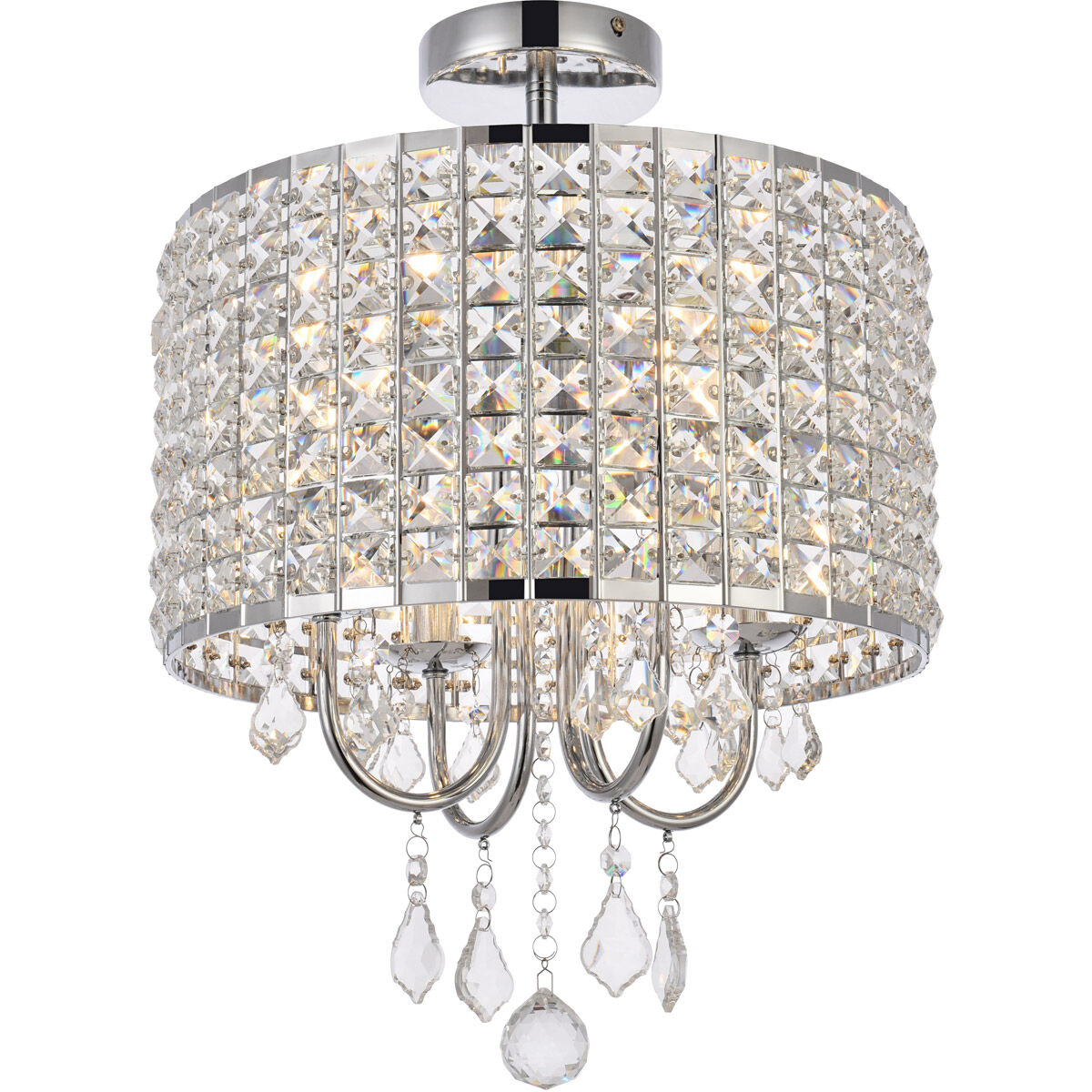 Elise 4 Light 14 inch Chrome Flush Mount Ceiling Light