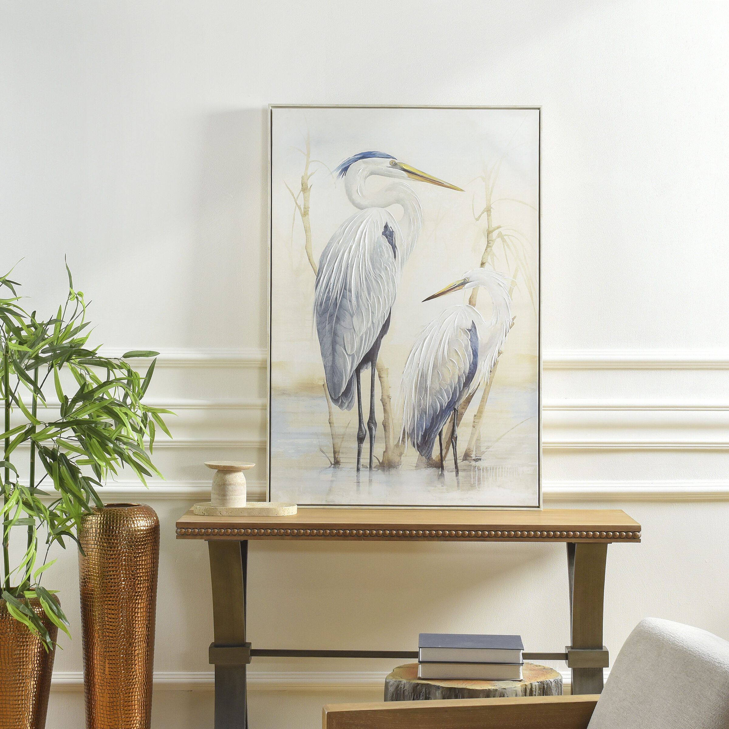 Egret Light Blue and Cream Wall Art