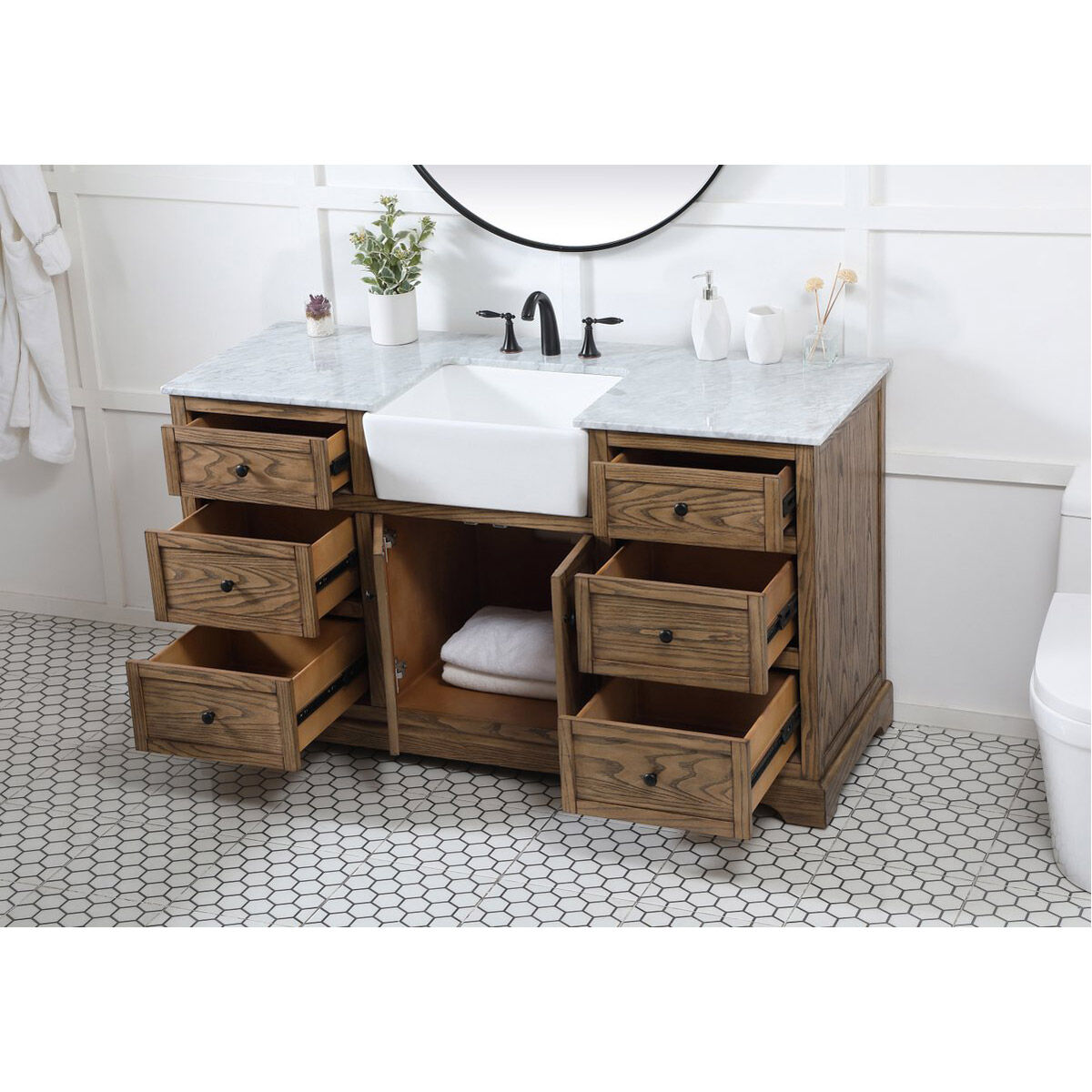 Franklin 60 X 22 X 35 inch Driftwood Bathroom Vanity Cabinet
