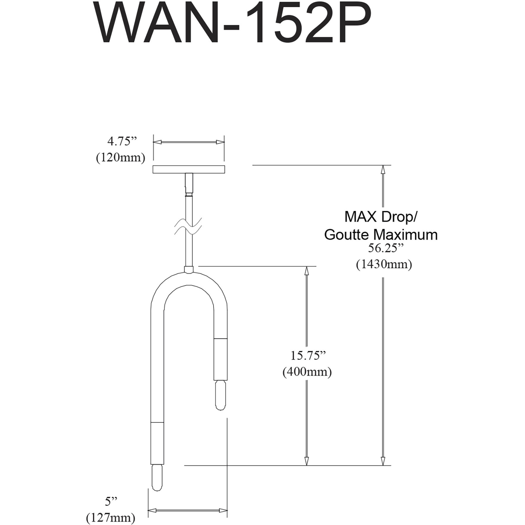 Wand 2 Light 5 inch Matte Black with Aged Brass Pendant Ceiling Light in Matte Black and Aged Brass