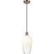 Ballston Brookhaven Flute 1 Light 7 inch Antique Copper Mini Pendant Ceiling Light in Opal Glass