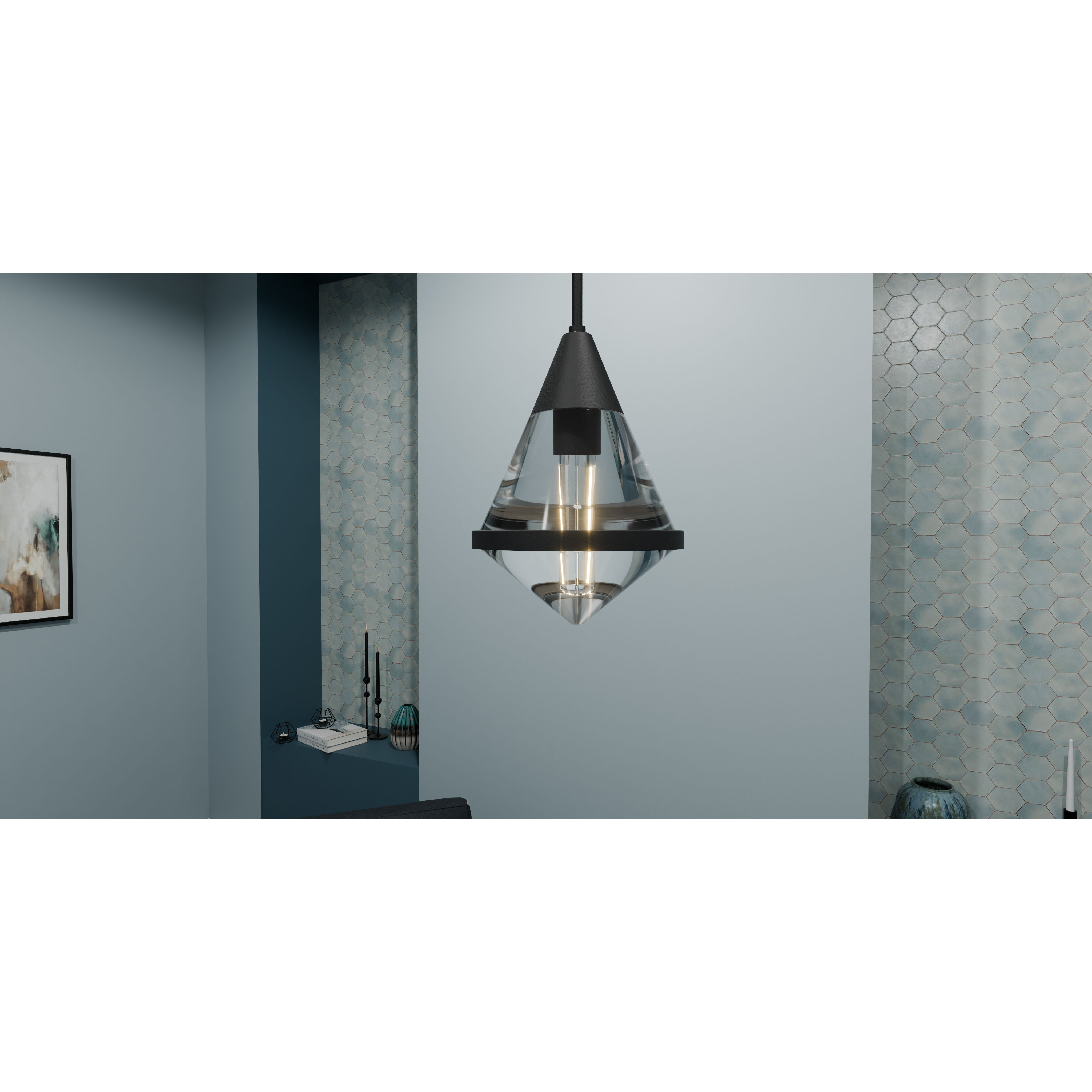 Hidalgo 1 Light 9.5 inch Matte Black Mini Pendant Ceiling Light