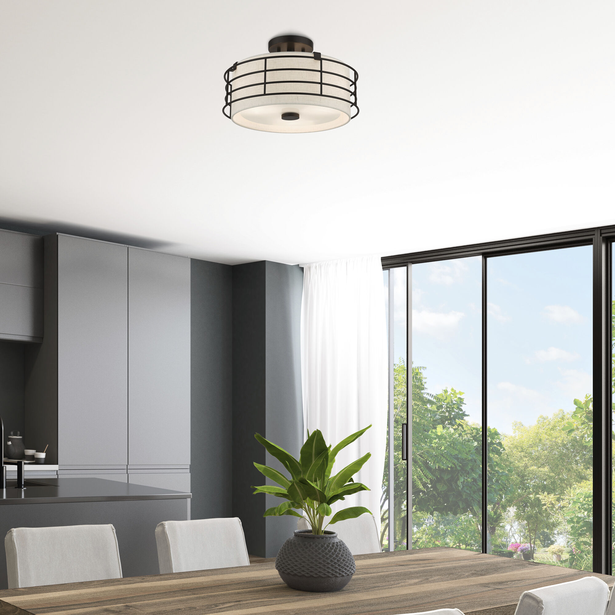 Blanchard 3 Light 15 inch English Bronze Semi Flush Mount Ceiling Light, Large