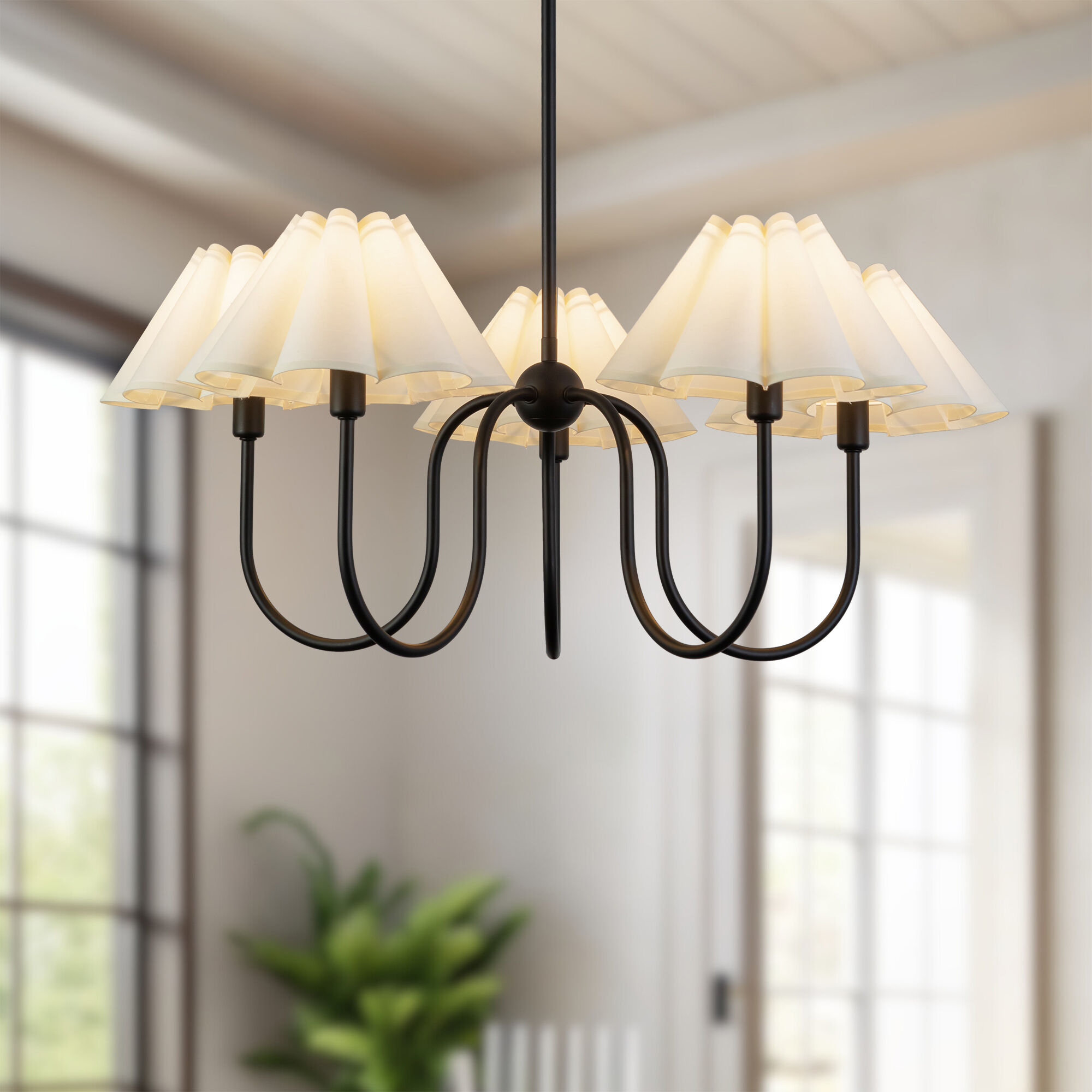 Alora Mood Rosemary 5 Light 31.13 inch Matte Black/Folded White Chandelier Ceiling Light in Matte Black and Folded White