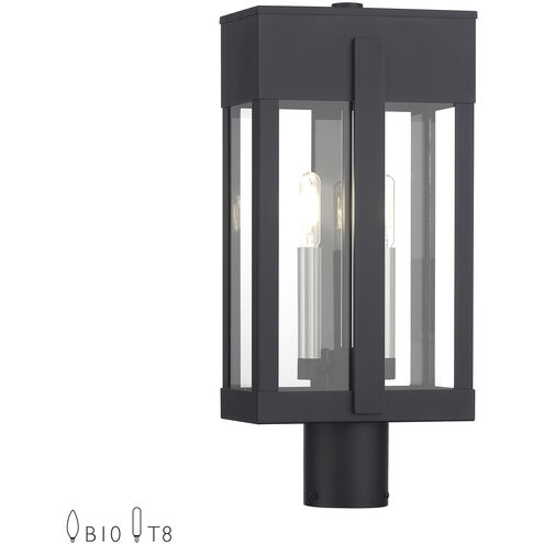 Berksford 2 Light 18.5 inch Black with Brushed Nickel Candles Outdoor Post Top Lantern
