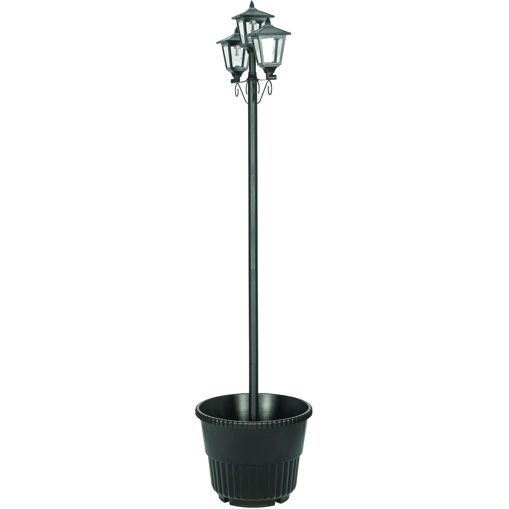 Triple Head 3 Light 78.5 inch Black Post Light, Solar