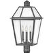 Heritage Nouvelle 3 Light 25 inch Blackened Brass with Black Outdoor Post Mount Lantern