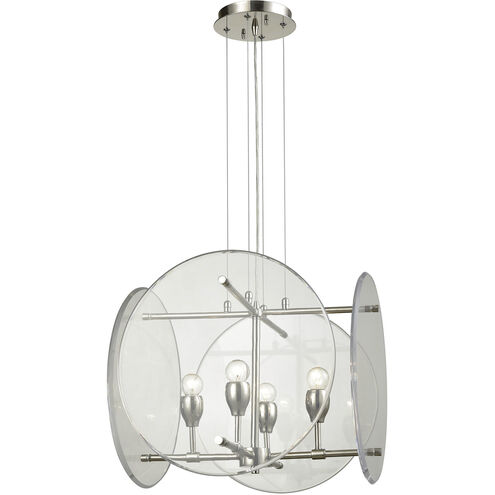 Disco 4 Light 19 inch Polished Nickel with Clear Chandelier Ceiling Light
