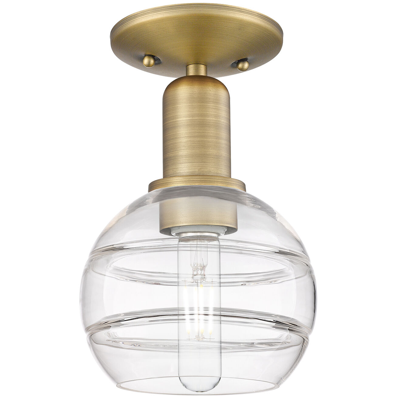 Arcadia Rochester 1 Light 5.88 inch Brushed Brass Semi-Flush Mount Ceiling Light