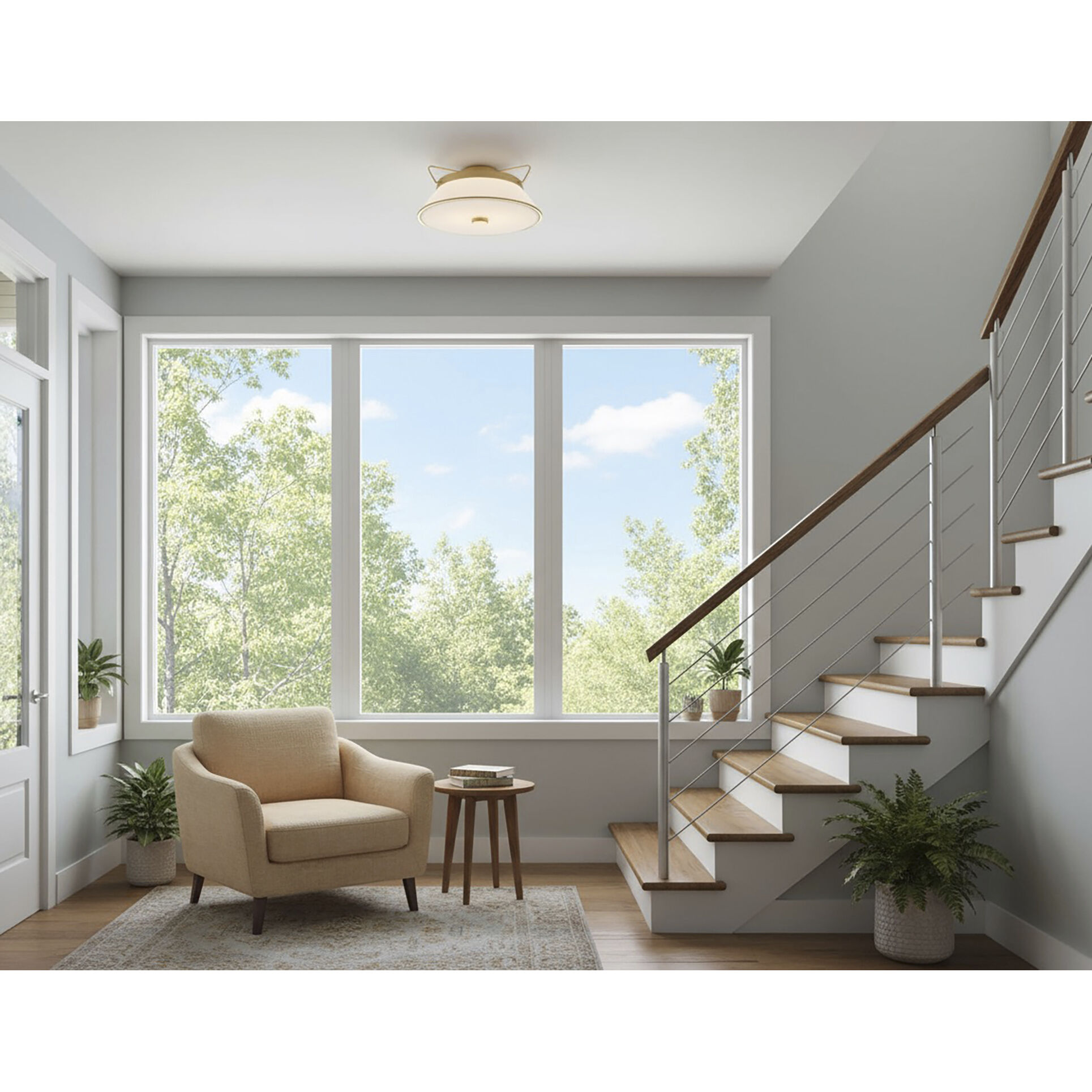 Layla LED 15.75 inch Brushed Brass Semi-Flush Mount Ceiling Light