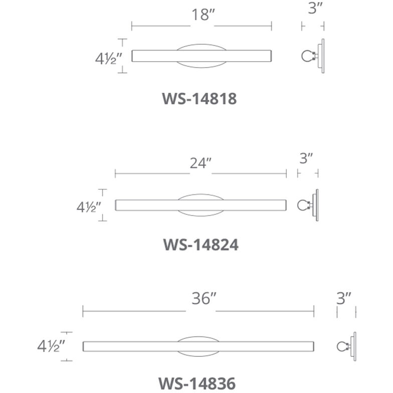 Mini Loft LED 18 inch Chrome Bath Vanity & Wall Light in 18in.