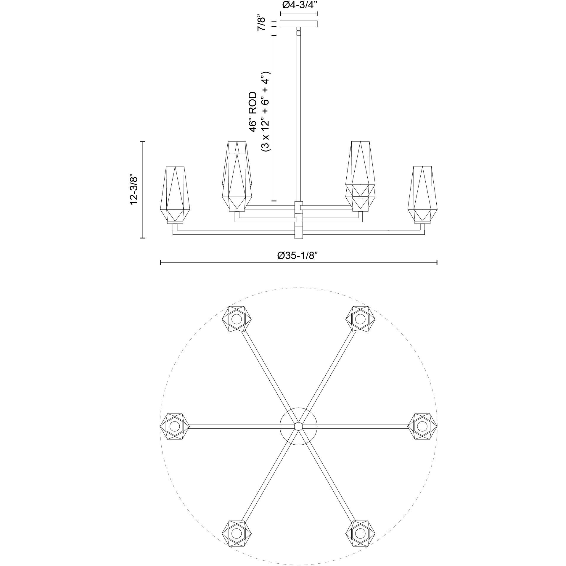 Alora Mood Krysta 6 Light 35.13 inch Matte Black/Opal Glass Chandelier Ceiling Light