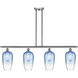 Ballston Brookhaven Flute Island Light Ceiling Light in Brushed Satin Nickel, Sapphire Blue Glass