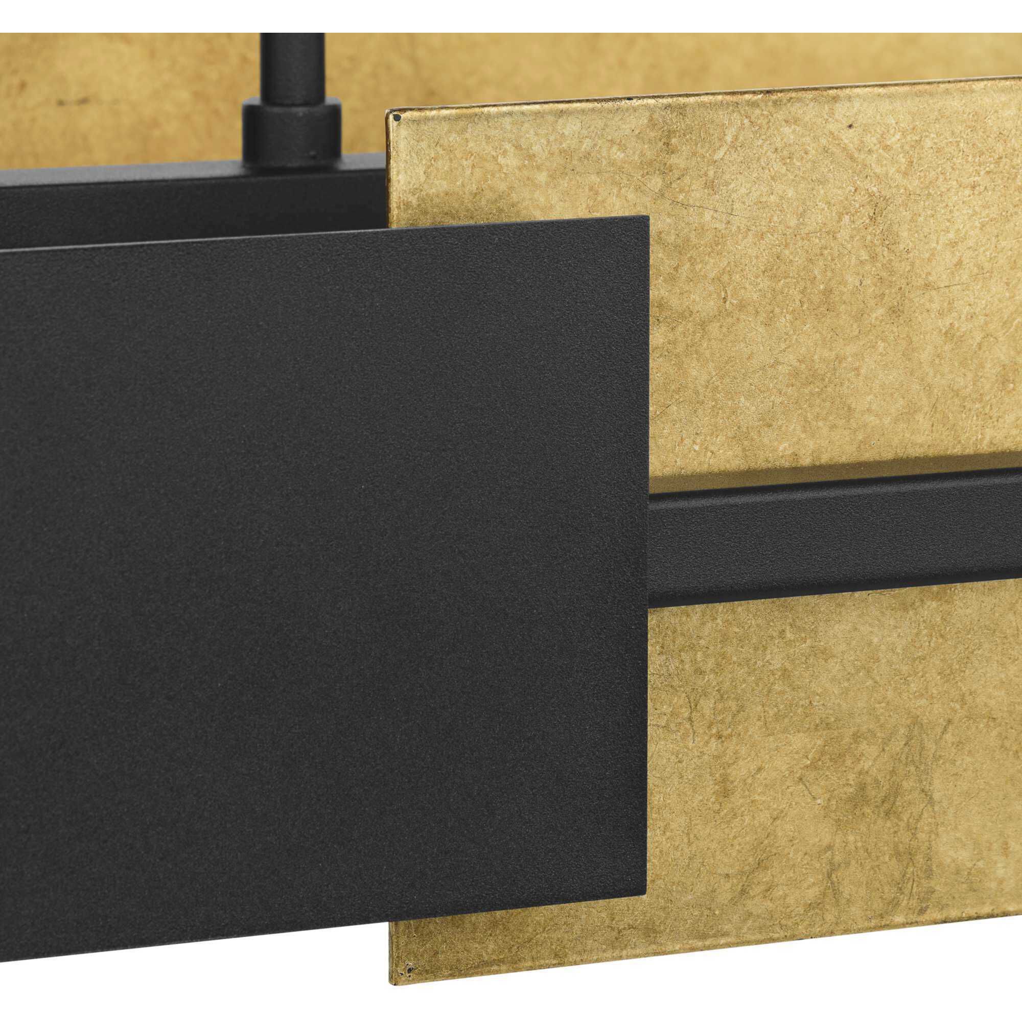 Lowery 4 Light 42 inch Textured Black and Antique Gold Leaf Linear Chandelier Ceiling Light, Design Series