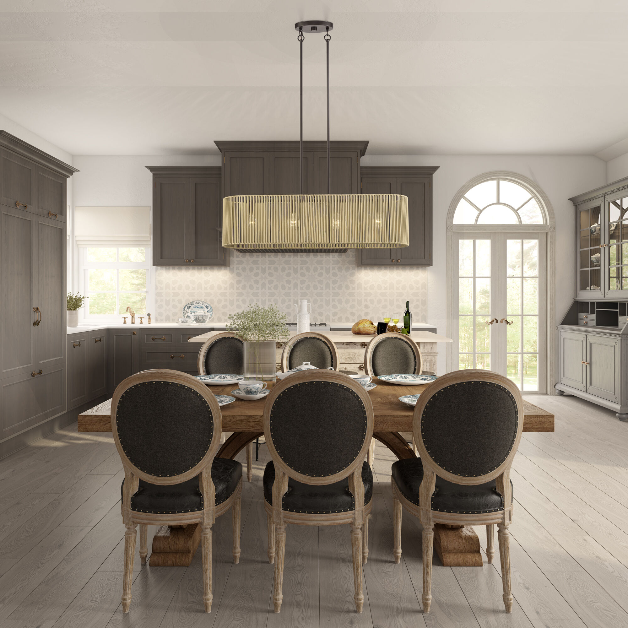 Goldiemesh 4 Light 36 inch English Bronze Linear Chandelier Ceiling Light, Large