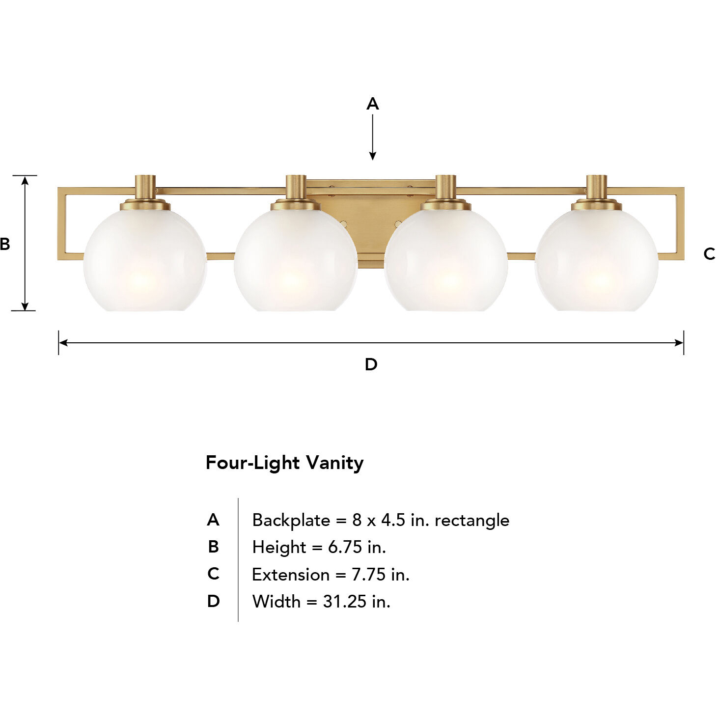 Cowen 4 Light 31 inch Brushed Gold Vanity Light Wall Light
