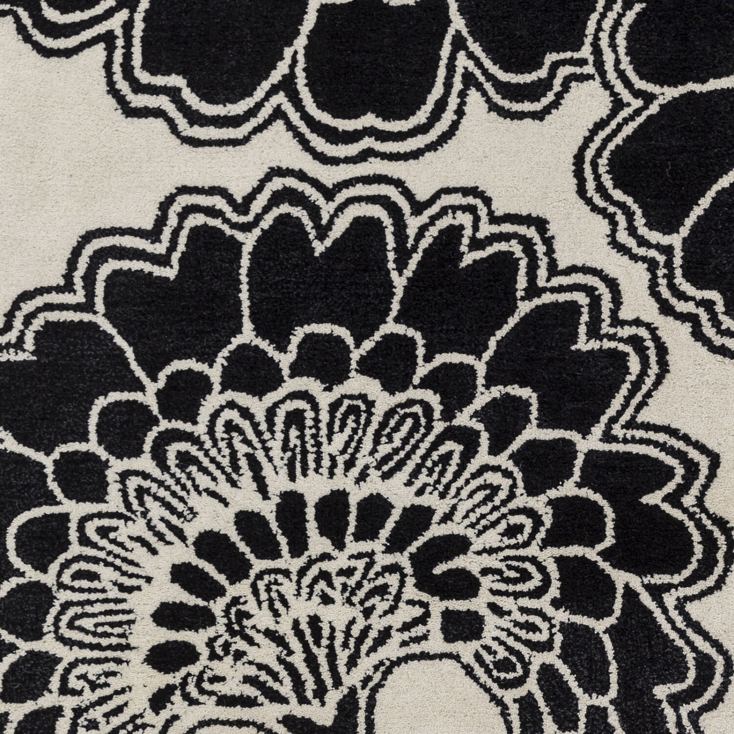 Mount Perry 63 X 39 inch Black/Light Beige Handmade Rug