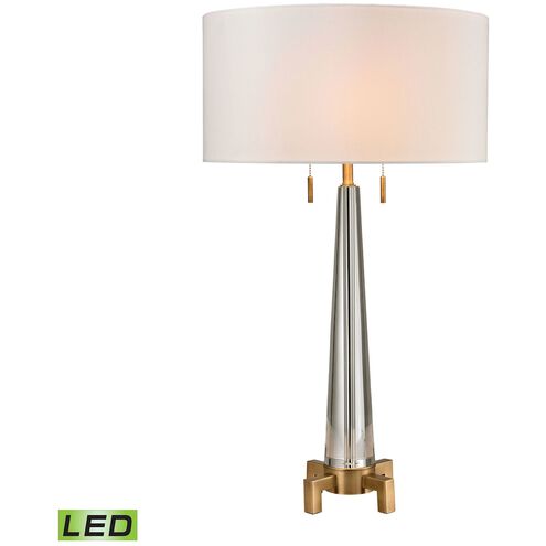 Bedford 30 inch 9.5 watt Clear with Aged Brass Table Lamp Portable Light in LED, 3-Way