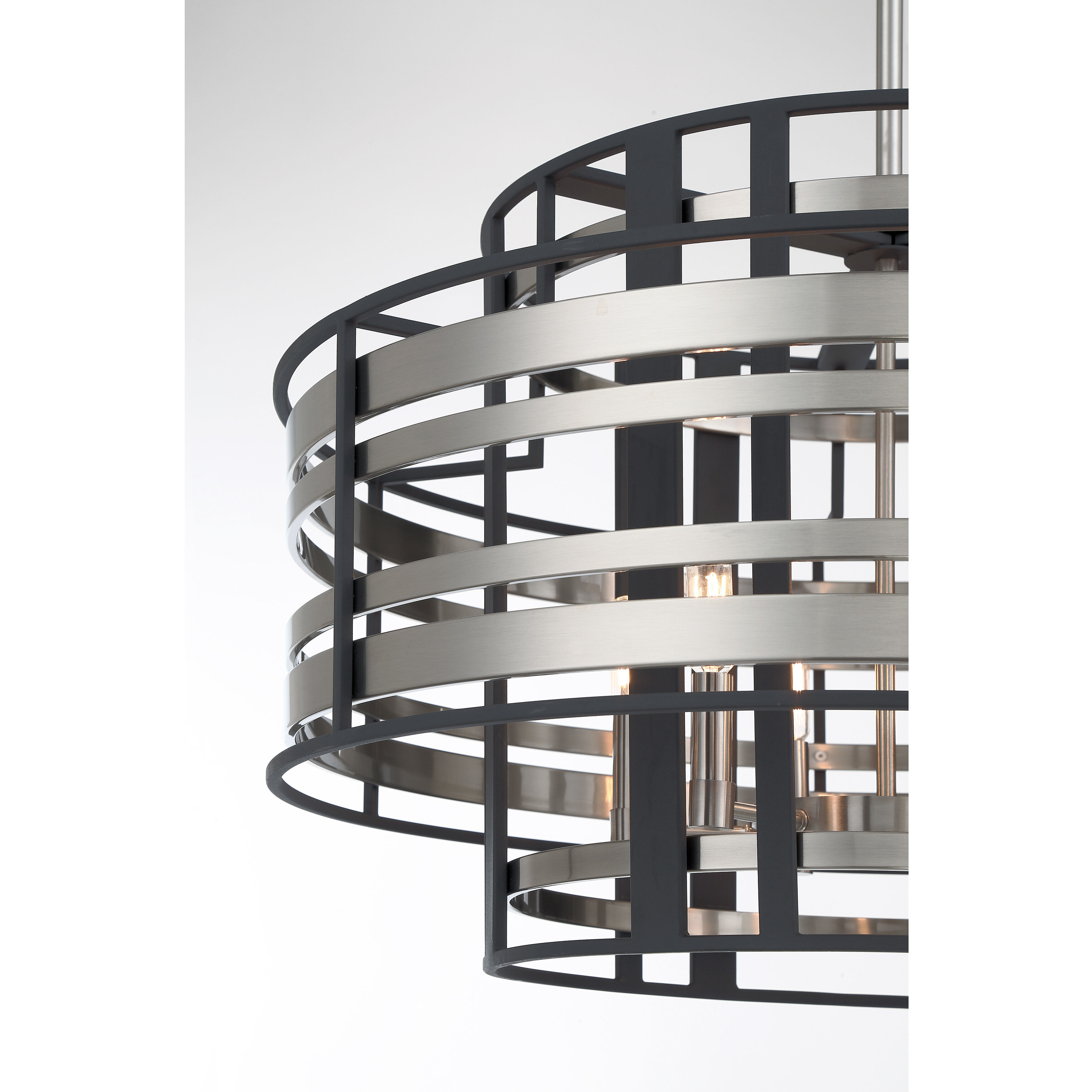 Presten 6 Light 28 inch Brushed Nickel with Sand Coal Pendant Ceiling Light