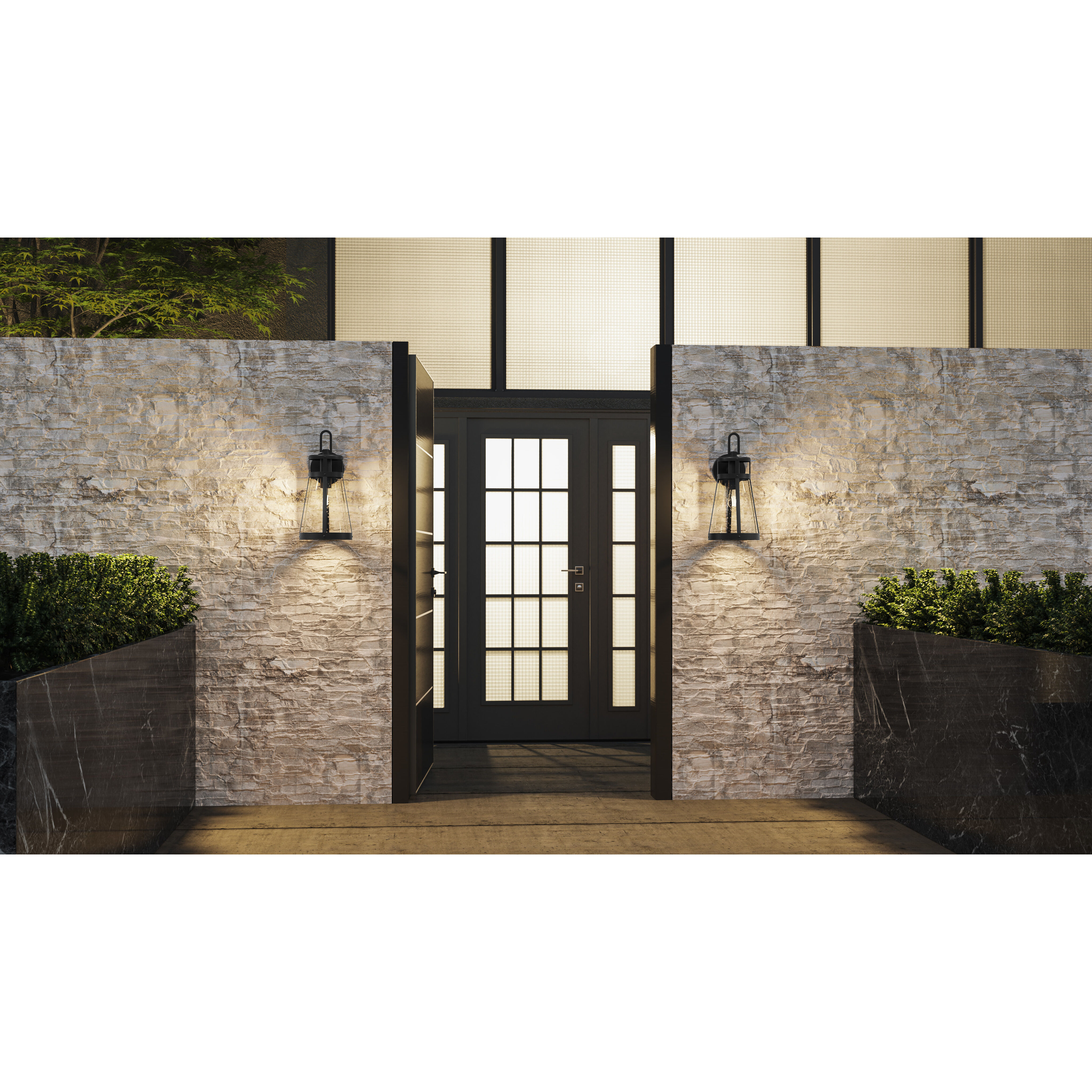 Barber 1 Light 17 inch Matte Black Outdoor Wall Lantern