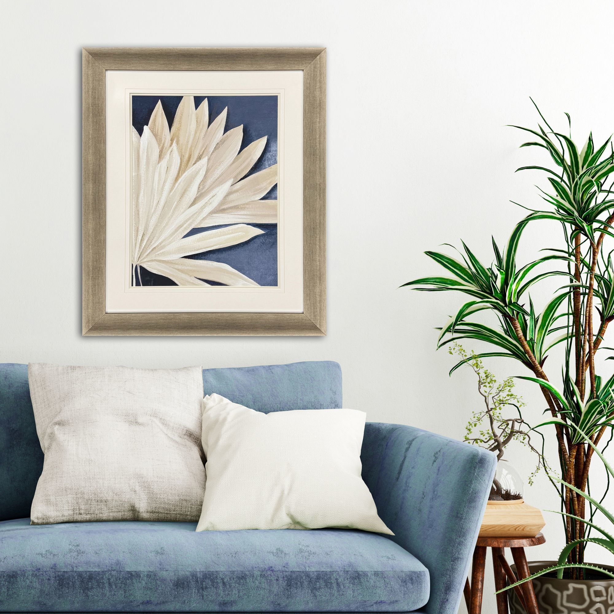 Blue Dry Palms Blue and Beige Framed Art, Propac