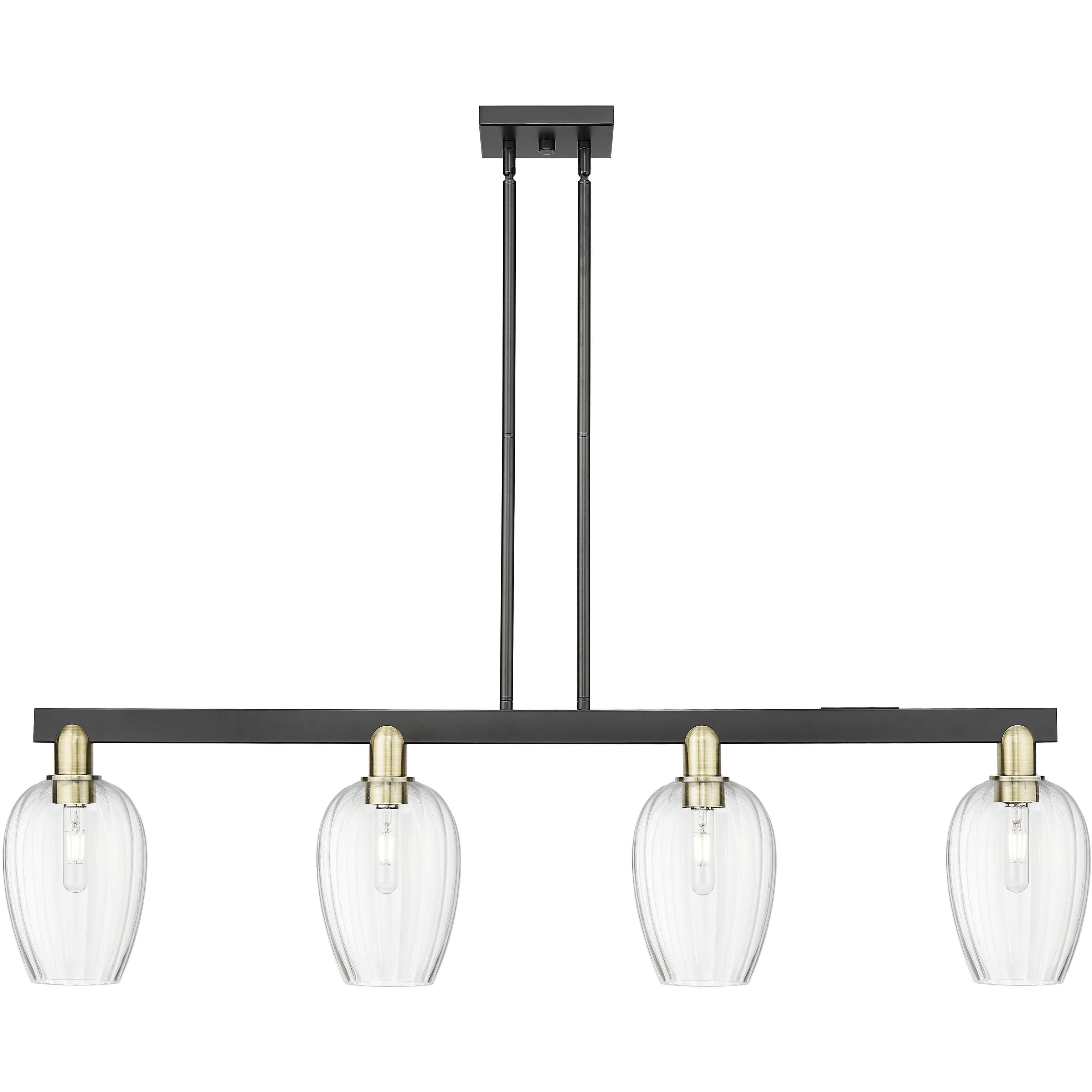 Preston Island Light Ceiling Light in Black Antique Brass, Clear Glass