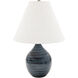 Scatchard 19 inch 100 watt Scored Blue Gloss Table Lamp Portable Light