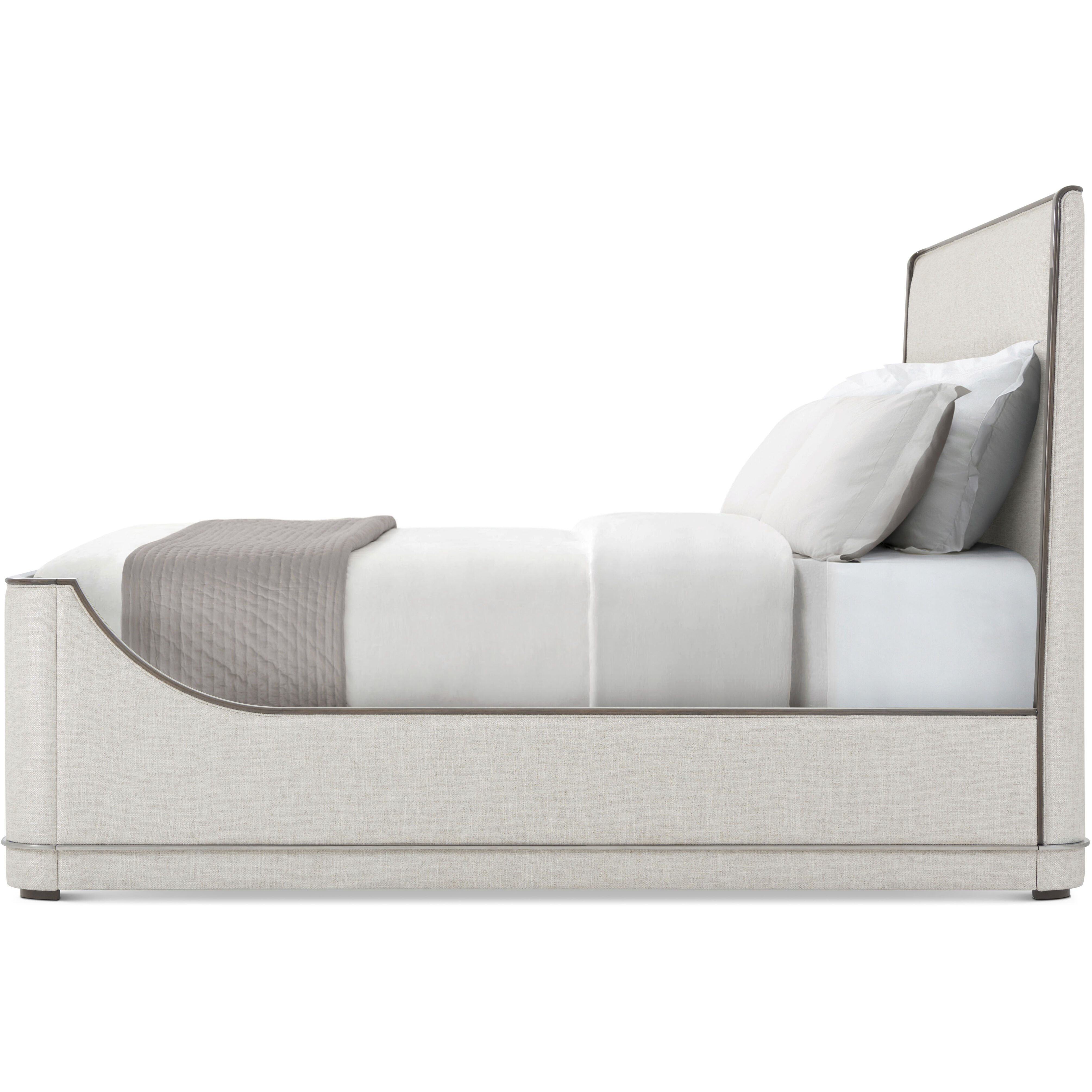 Hudson Pebble Grey US King Bed, Wooden, Upholstered