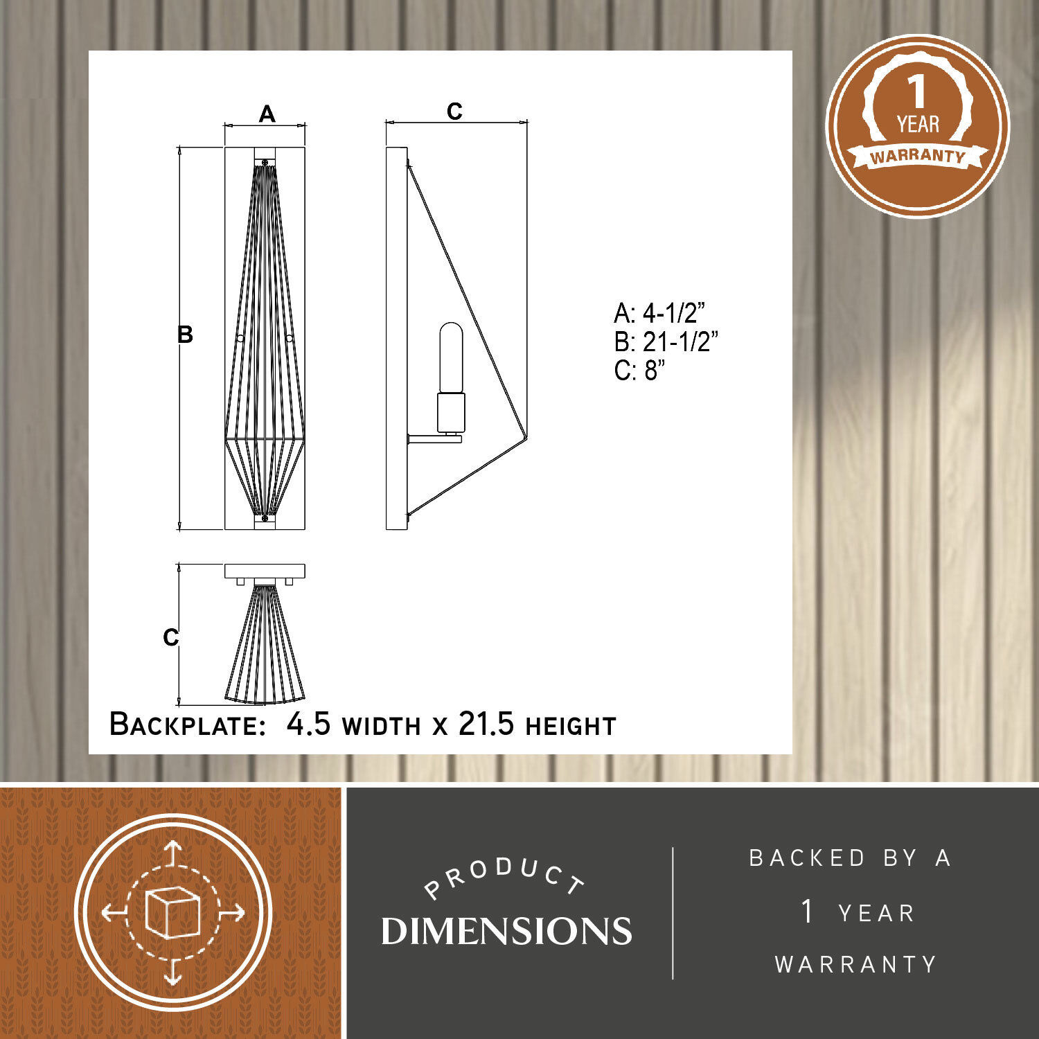 Dearborn LED 4.5 inch Black Iron and Burnished Oak Wall Light in Black Iron with Burnished Oak