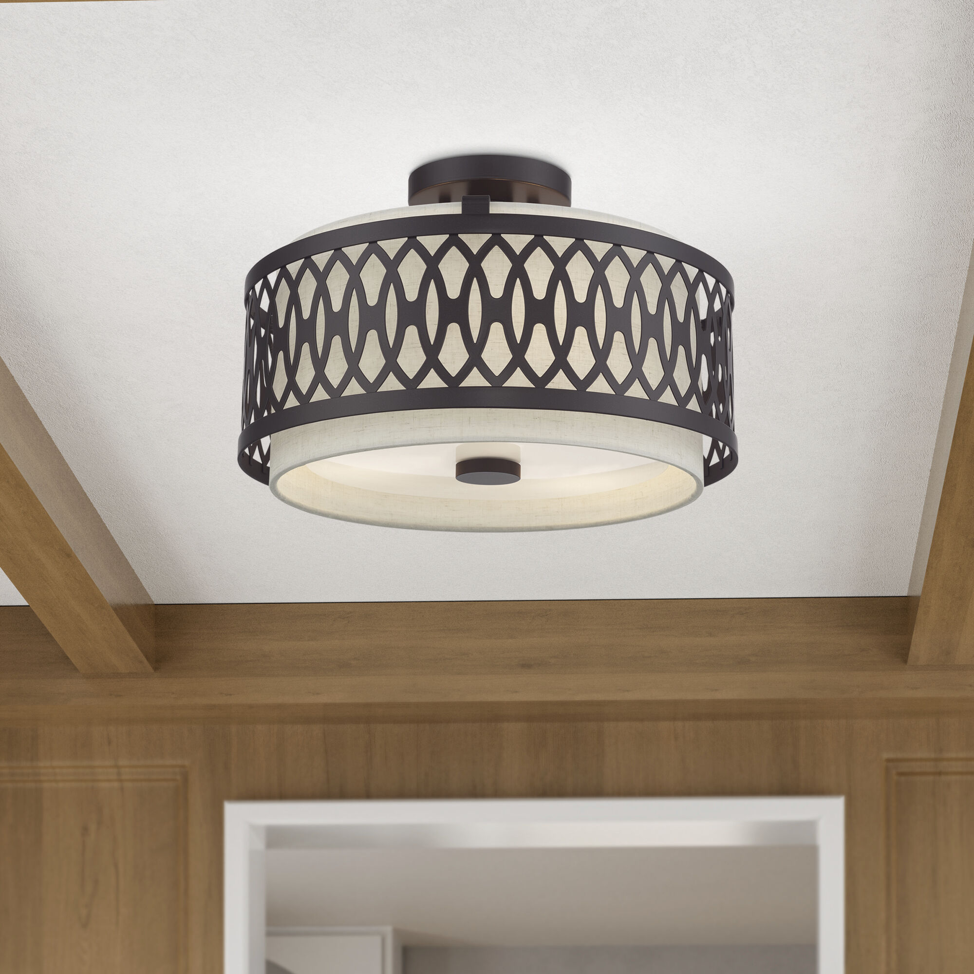 Vistaview 3 Light 15 inch English Bronze Semi-Flush Ceiling Light